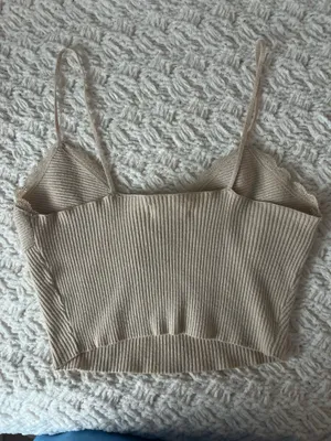 Beige ribbed top Tan thumbnail 2