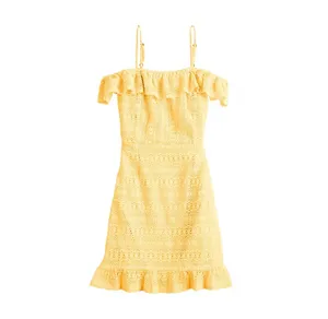 Live to be spoiled Ruffled crochet off the shoulder dress thumbnail 2