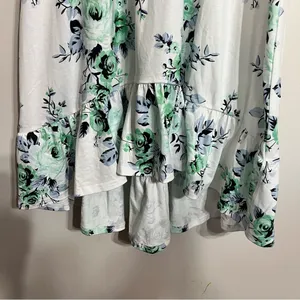 NWT Womens PatPat Ruffle Sleeve Hi-Lo Floral Print Teal White Dress‎ Size Medium thumbnail 4