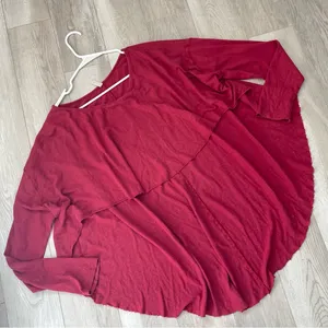 Free People Tshirt high low long sleeve womens Pink (small) oversized boho basic thumbnail 1