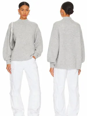 PISTOLA Carlen Alpaca Mock Neck Sweater – Light Heather Grey – M thumbnail 2