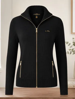 LRL Lauren Ralph Lauren Full Zip Sweater Jacket Womens XL Black Capsule Wardrobe thumbnail 1