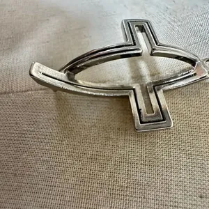 Silver tone cross pendant necklace thumbnail 3