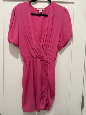 Ruffle-Detail Fuchsia faux Wrap Dress - dippin' daisy's thumbnail 1