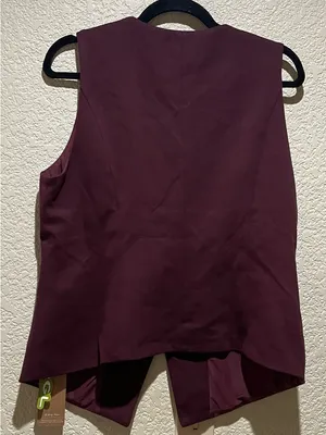 OGL NWT Sleeveless Button Front Vest in Deep Burgundy Size L thumbnail 2