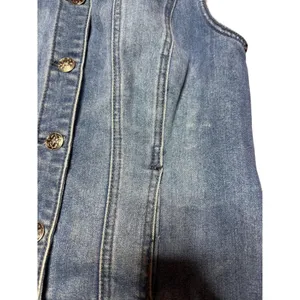 Premium Denim Christopher & Banks Women Small‎ Rhinestone Sleeveless Denim Vest thumbnail 3