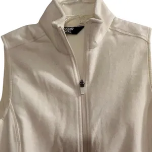 Lands' End Women's‎ Ivory Fleece Zip-Up Vest Size S Casual Fall Side Pockets thumbnail 3