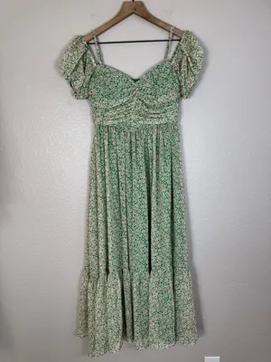 Bardot Fauna Midi Dress in Green Floral Cold Shoulder size Small US 4 $149 thumbnail 14