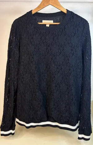 Women’s Black Lace Long-Sleeve Pullover Sweatshirt by MICHAEL Michael Kors thumbnail 1