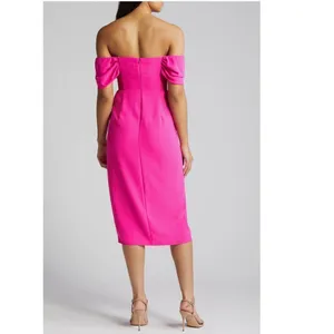 Amanda Uprichard Darien‎ Off the Shoulder Cocktail Dress, Hot Pink, Large, NWT thumbnail 4