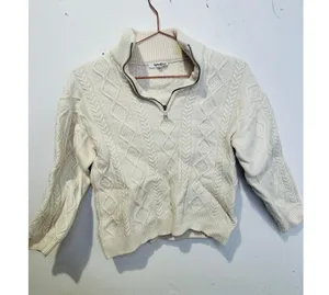 SPLENDID Off-White Wool Blend Quarter Zip Long Sleeve Dakota Half Zip Sweater S thumbnail 4