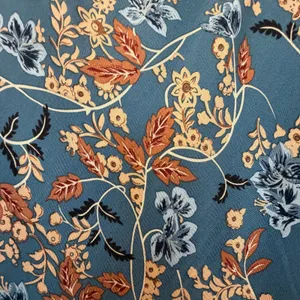 Monterey Bay Floral Maxi Skirt‎ Blue Tan Rayon A-line Elastic Waist Women's XL thumbnail 2