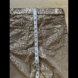 Seven 7 For All Man Kind Pants Size 28 Gold Marble Shimmer Designer Pants‎ thumbnail 6