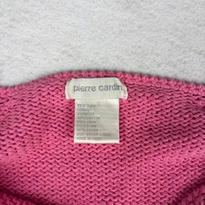 VTG Pierre Cardin Knit Cardigan Women's XL Pink Crop Linen Coquette Preppy Y2K thumbnail 4