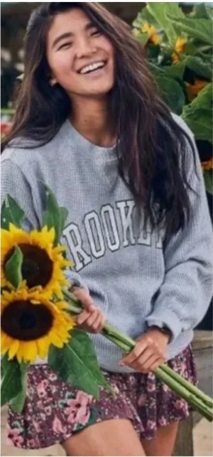 Aerie Brooklyn The Sweat Waffle Crew Oversized Sweatshirt Medium thumbnail 1