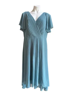 Ever Pretty Pleated Chiffon Dress Blue 1XL NWT thumbnail 4