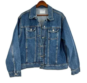 Old navy Classic Jean Jacket button front denim blue 100% cotton Women size XL thumbnail 1