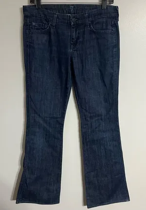 7 For‎ All Mankind The Lexie Women's 27 Petite Dark Wash Blue Denim Bootcut Jean thumbnail 1