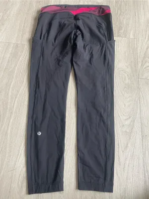 lululemon athletica Black Leggings with Pink Waistband thumbnail 2