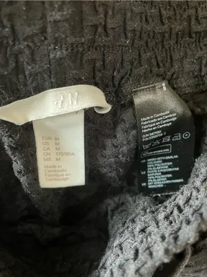 H&M Black Textured Jogger Pants with Drawstring thumbnail 2