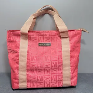 IM Monogram Isaac Mizrahi Insulated Lunch Tote Coral Zip Top thumbnail 1