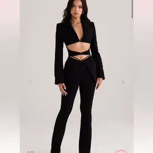 HOUSE OF CB Black Layla V‎ Front Trousers NWOT Size S thumbnail 10