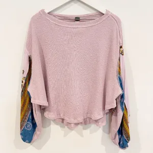 Free People Blossom Thermal XS Cottagecore Boho‎ Peasant Fairy Floral Waffle Top thumbnail 11
