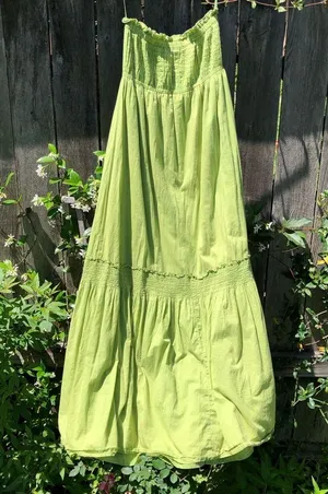 NEW YORK & CO Green Strapless Cotton Maxi Dress Small thumbnail 6