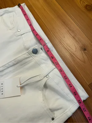 Risen Denim White Distressed Cropped Straight Leg Stretch Jeans Size 15/32 NWT thumbnail 6