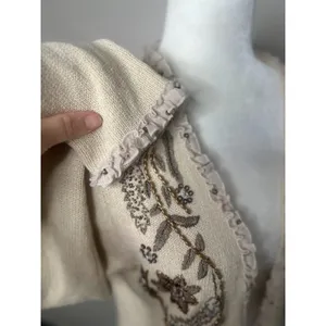Vintage Coldwater‎ Creek Large Cardigan Sweater Festival Boho Ruffle Bead Earthy thumbnail 7