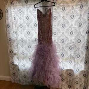 Mac Duggal Lavender Blingy‎ Ruffle Hem Prom Dress Size 6 thumbnail 2