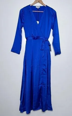 NSR / Napean Sea Rd Nordstrom NWT Royal Blue Faux Wrap Maxi Dress Size Small thumbnail 1