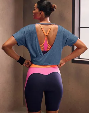 Backless Batwing Sleeve Sport Tee Blue thumbnail 2