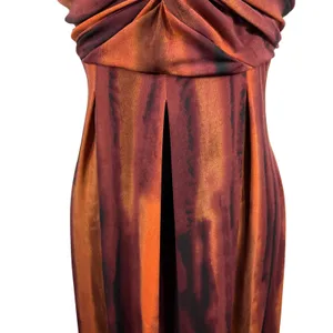 90s Y2K Babydoll Maxi‎ Dress 10 Moody Orange Empire Waist Fairy Grunge Slinky thumbnail 5