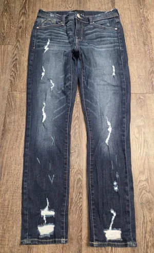 Buckle Black Distressed Dark Wash Fit 256 Skinny Stretch Jeans Size 27 thumbnail 1