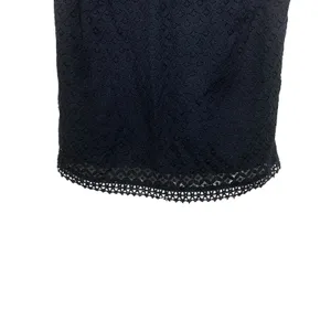 Merona Women‎ Cottagecore Boho Lace Shell Top Large Black Sleeveless Eyelet Trim thumbnail 6