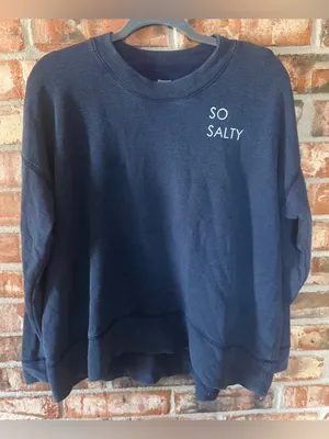 aerie Navy 'SO SALTY' Crewneck lightweight Sweatshirt thumbnail 1