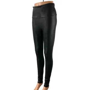 Spanx Women's Black Faux Vegan Leather High Rise Skinny Moto Leggings Pants Sz L thumbnail 3