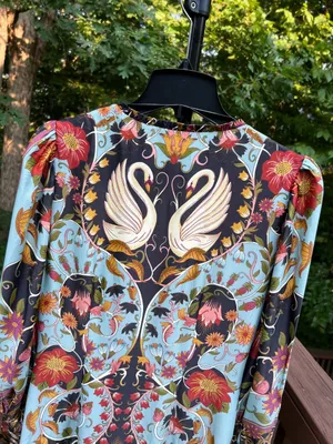 NWOT Farm Rio Floral Swans V-Neck Long Sleeves Mini Dress Size XS thumbnail 4