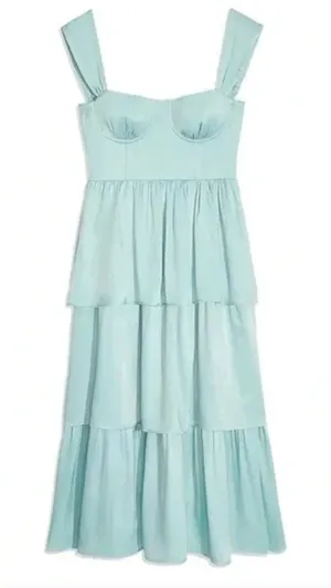 WEWOREWHAT Blue corset ruffle midi dress thumbnail 1