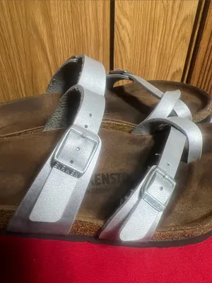 Birkenstock Silver Double-Strap Sandals thumbnail 6