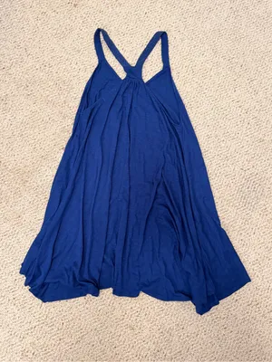 Maronie Royal Blue Swing Tank‎ Dress Small Crochet Strap Cotton Modal Boho thumbnail 7