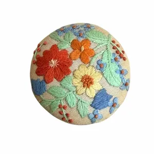Vintage Hand Embroidered Floral Brooch thumbnail 4