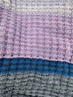 BDG Lavender and Blue Colorblock Waffle Crewneck Sweater thumbnail 9
