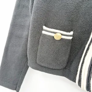 J.Crew Womens Emilie Black Ivory Tipping Preppy Knit Sweater Lady Jacket S BX470 thumbnail 4