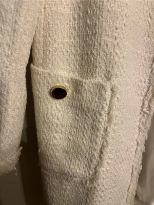 Zara Cream Bouclé Open-Front Blazer Jacket thumbnail 4
