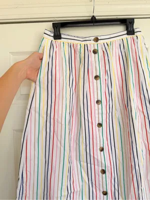 J. Crew Stripe Colorful Midi Skirt Size M thumbnail 5