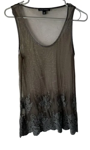 Banana Republic Tank Top XS‎ Sheer Mesh Embroidered Floral Lace Fiary Grunge thumbnail 1