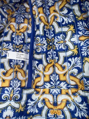 NWOT EXPRESS Reversible Blue Quilted Jacket Floral Tile Print Open Front thumbnail 6