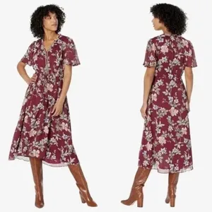 TOMMY BAHAMA Painted Petal Midi Floral Dress Metallic Embellished Beads X-Small thumbnail 13